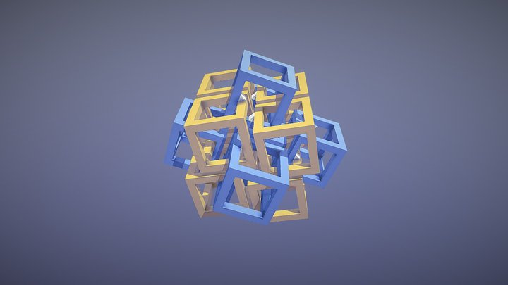 15 cubes in an offset grid 3D Model