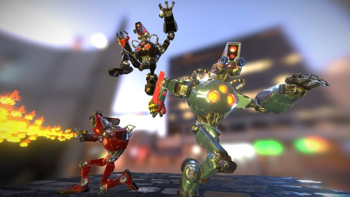 PBR Robots Assault Squad 3D Model