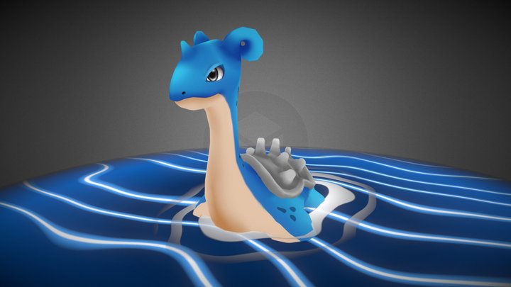 Happy Stylized Lapras 3D Model
