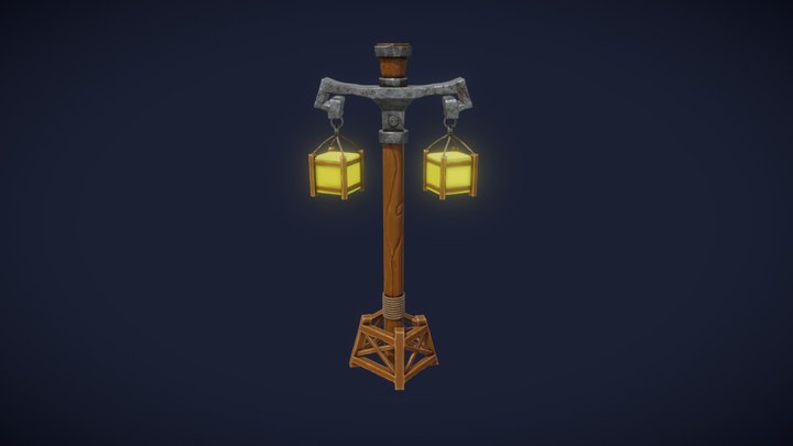 Styilized post lamp 3D Model
