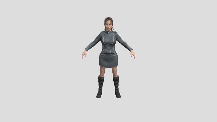 Rigged Female Character: Leather Jacket & Boots 3D Model