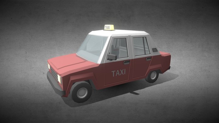 Low poly Taxi Cab 3D Model