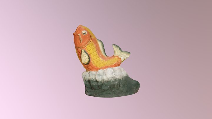 Golden Carp Fish Sculpture 3D Model