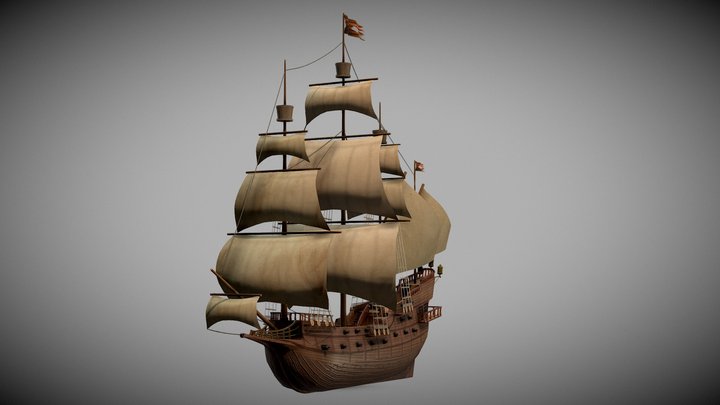 Galleon - 16th Century ship 3D Model
