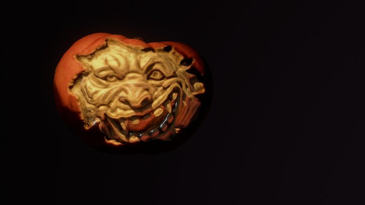 Traditional carved halloween pumpkin 3D Model