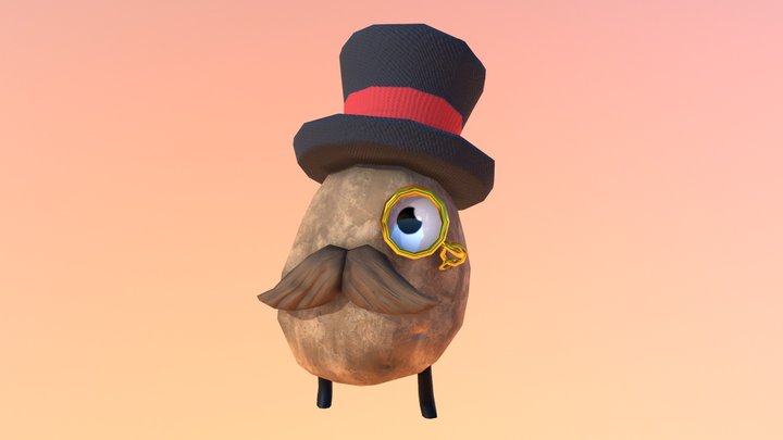 Cartoon Fancy Potato 3D Model