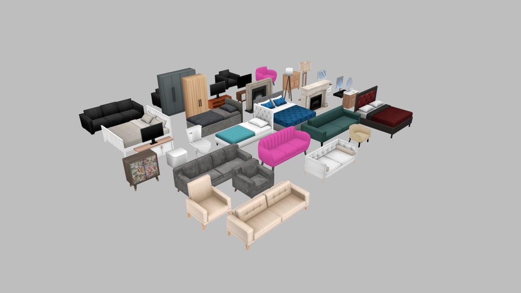 Low Poly Furnitures Full Bundle