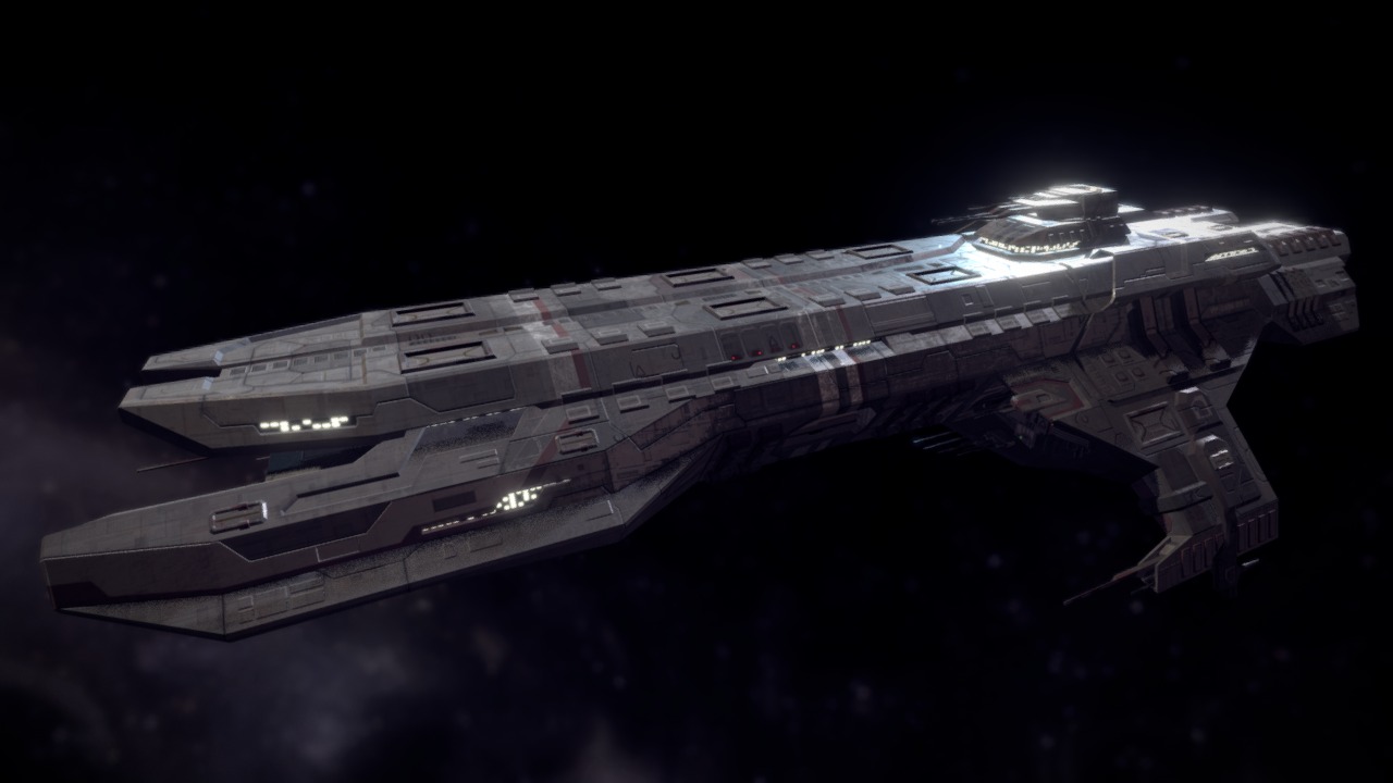 3D model Paladin Battleship - This is a 3D model of the Paladin Battleship. The 3D model is about a space shuttle in space.