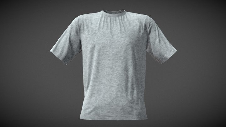 Grey T-Shirt Basic 3D Model