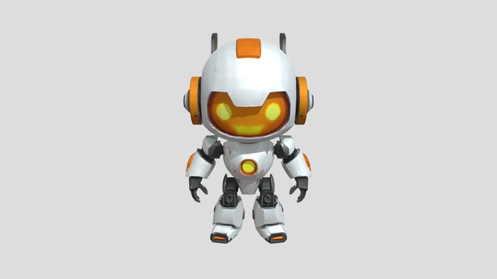 cute robot with glowing features 3D Model