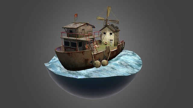 Barge with mill 3D Model