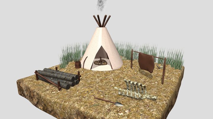 Native America Diorama 3D Model