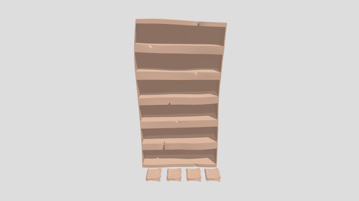 bookcase and books 3D Model