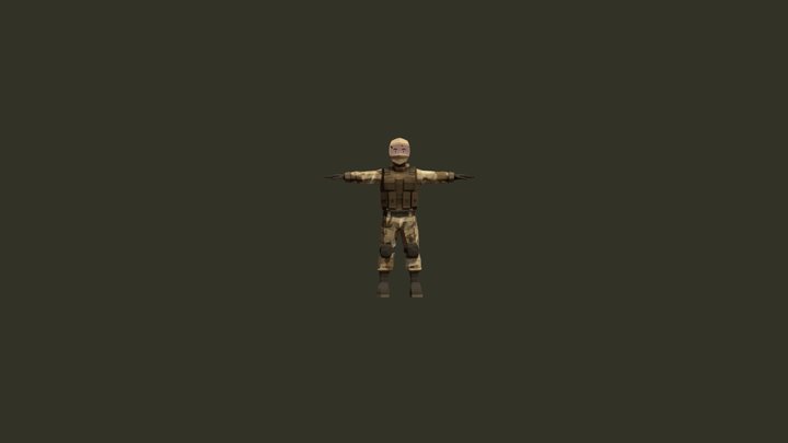 Low Poly Military Soldier – Stylized PBR Model 3D Model