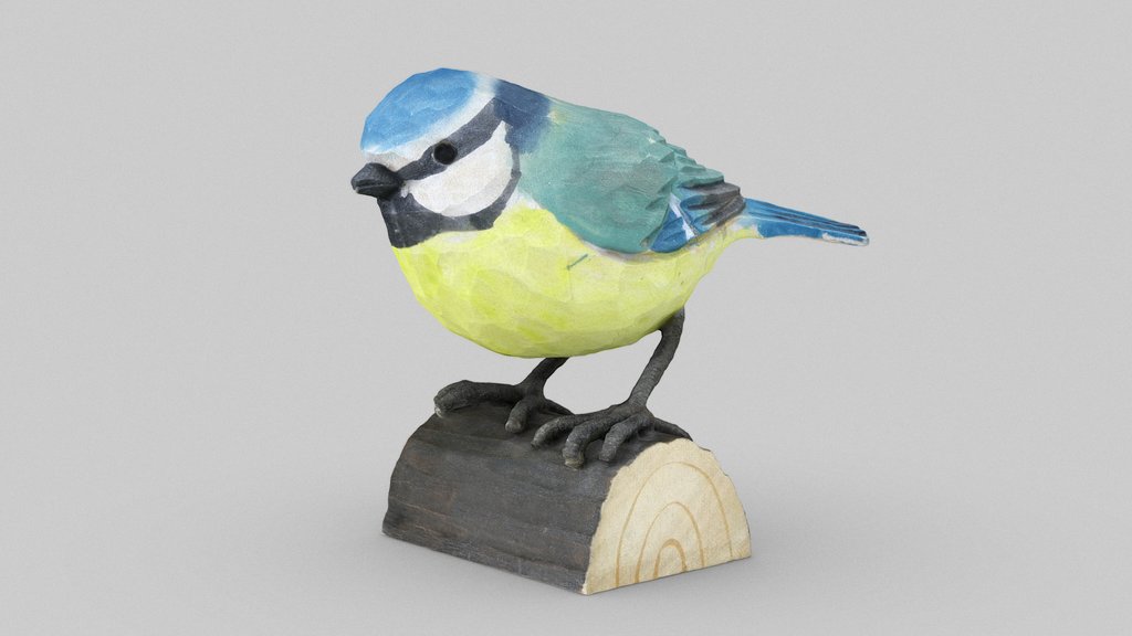 Blue Tit Wooden Figurine