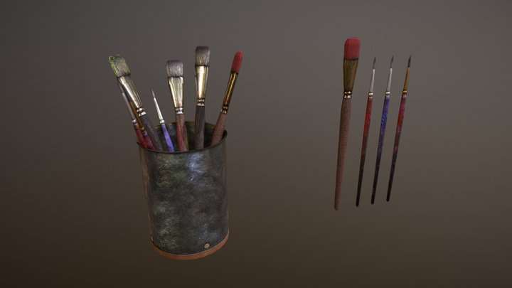 Artist Brushes 3D Model