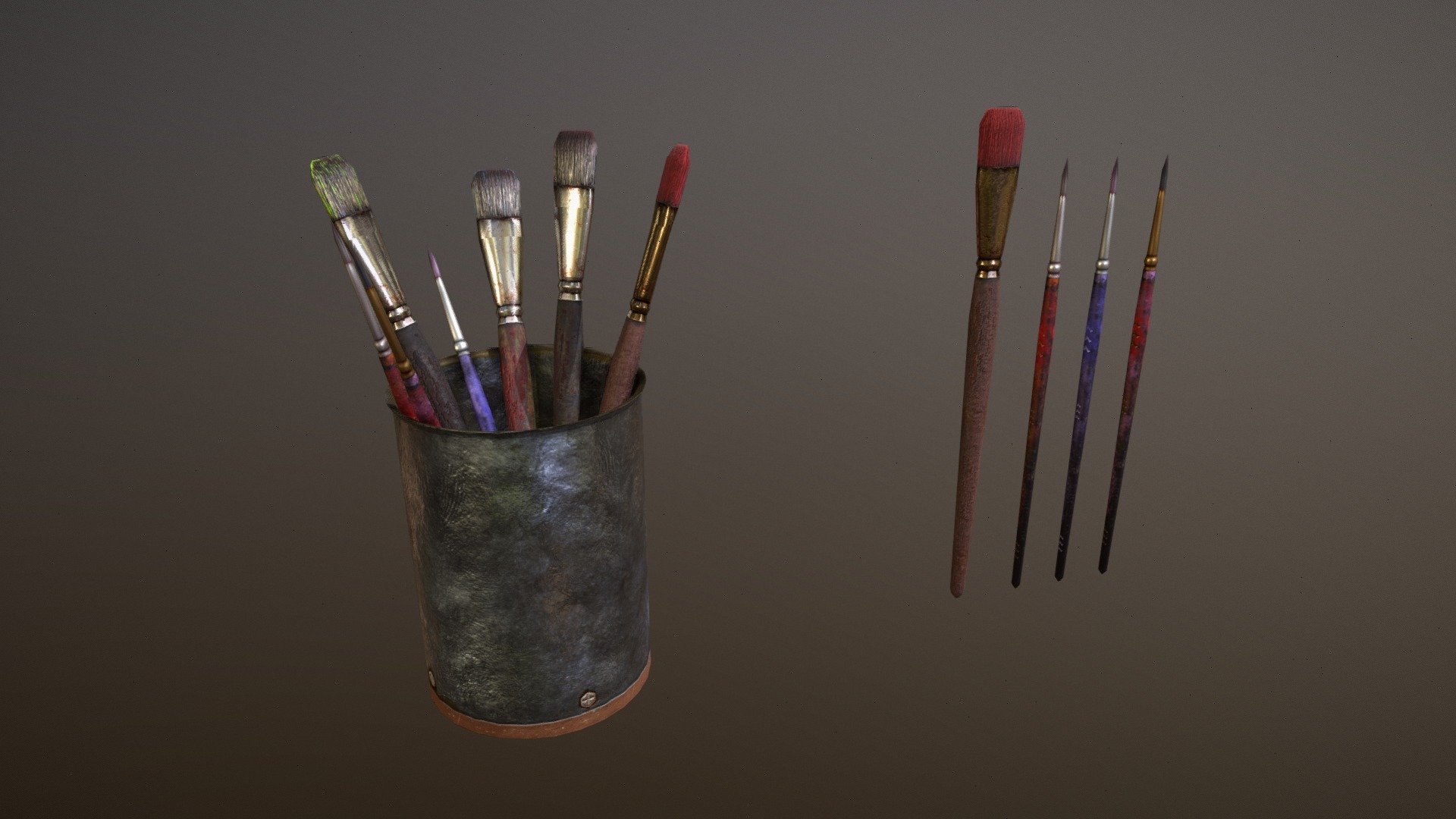 Artist Brushes 3D model by Crystal Starseed (CrystalStarseed