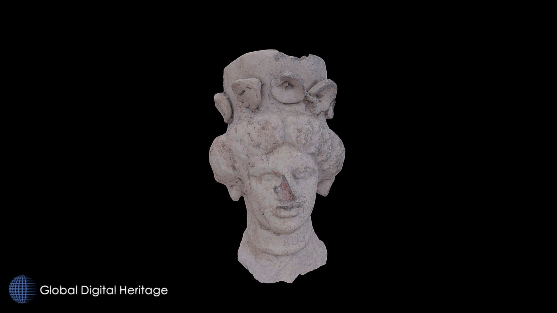 Female terracotta head.  Camarina, Sicily — Sketchfab embed 3D viewer