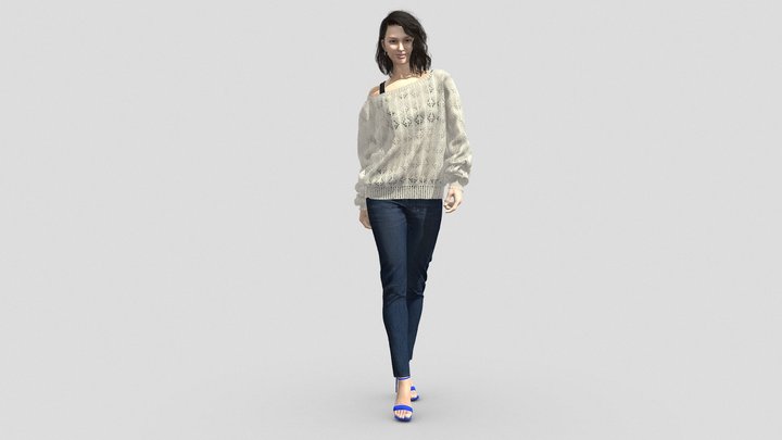 Female Model Pant Sweater 015 3D Model