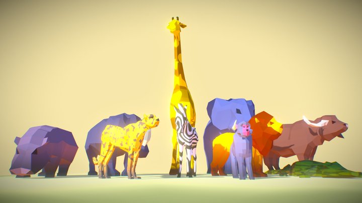 Low-poly animal pack African edition 3D Model