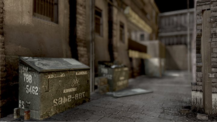 Abandoned alley game ready 3D Model