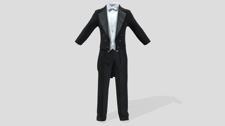 Men's Longtail Jacket Frak Wedding Suit 3D Model