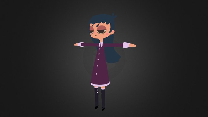 Low Poly Hand Painted Girl 3D Model