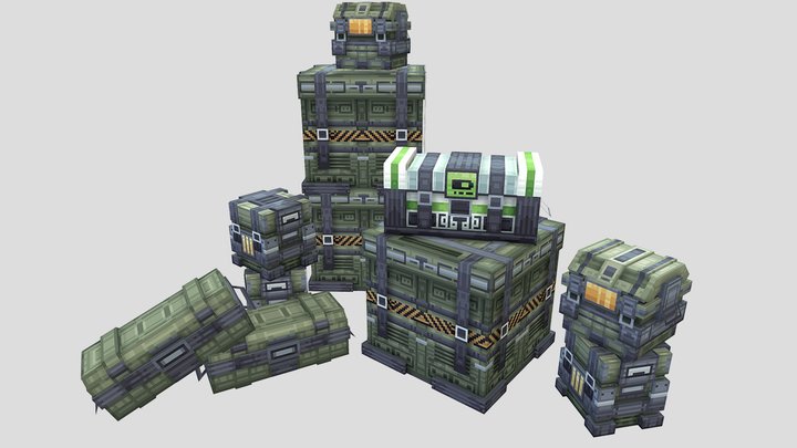 Military crates [T] 3D Model