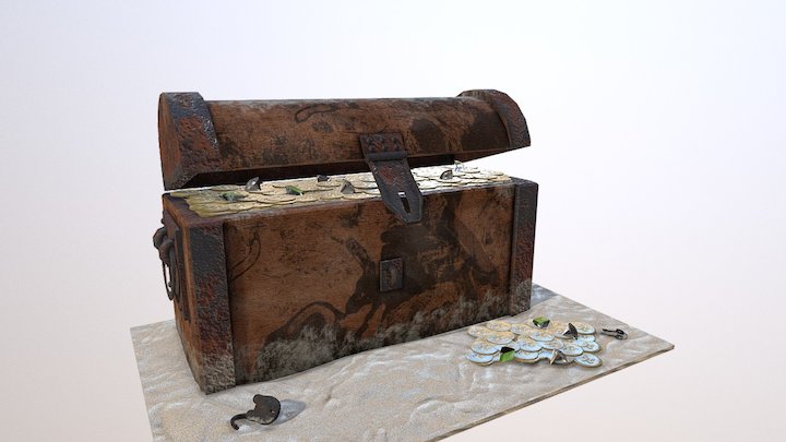 Beached Treasure Chest 3D Model
