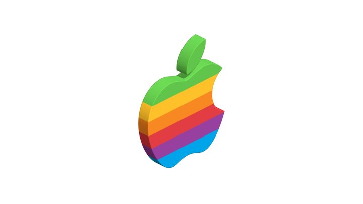 Apple Retro Rainbow Logo 3D Model