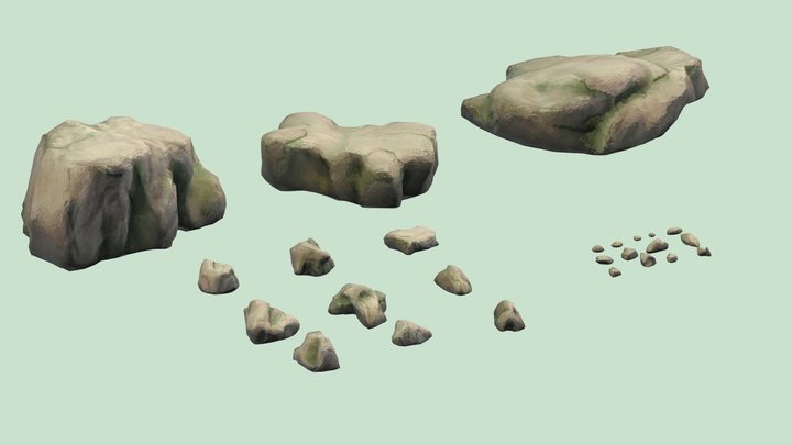 Stylized stones collection – Gratis 3D-model STL