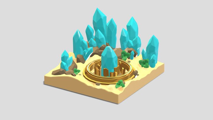 Desert with crystals 3D Model