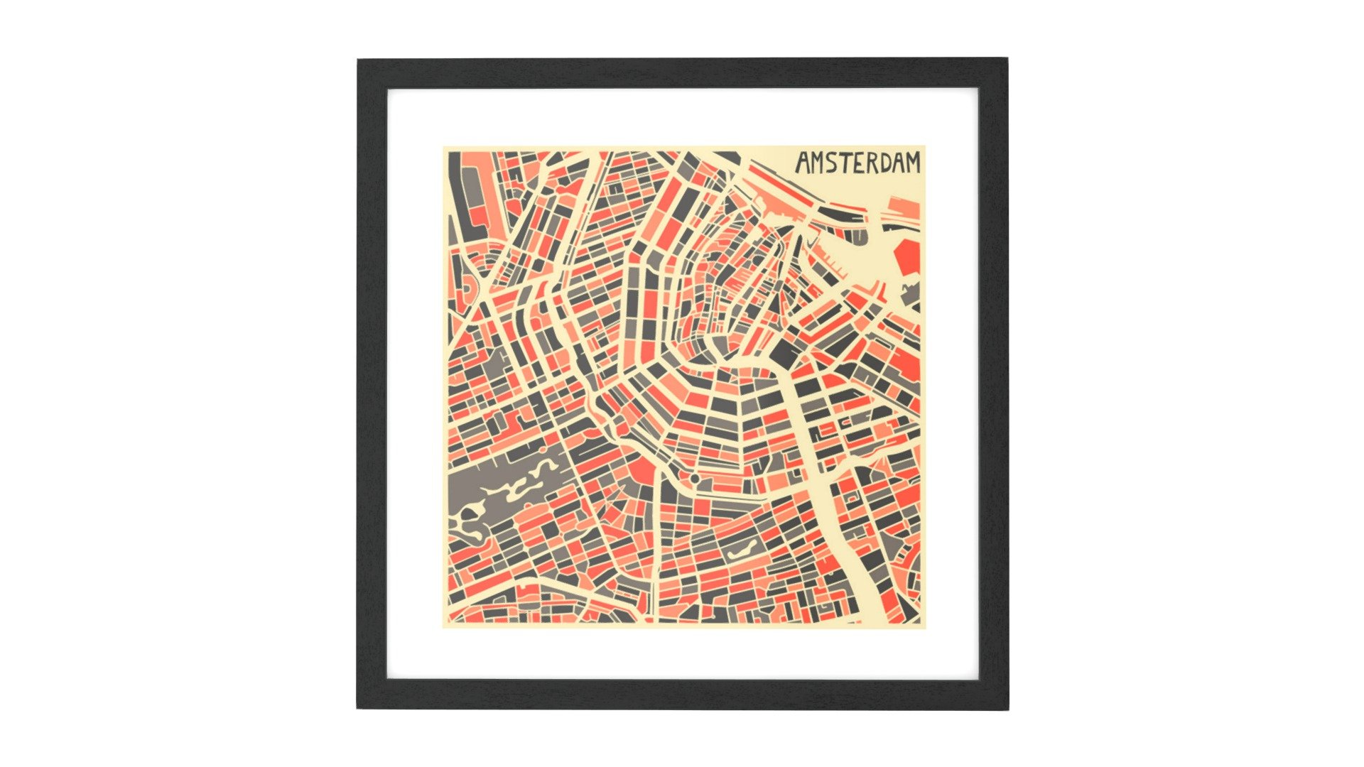 City Map Framed Wall Art Print, Amsterdam Download Free 3D model by