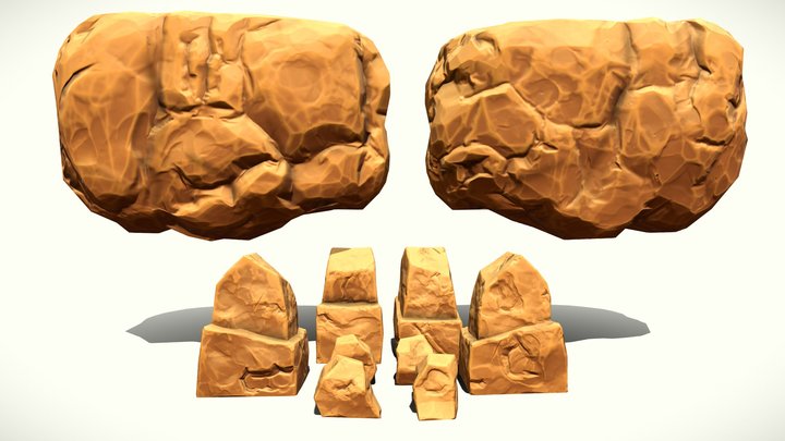 Rocks and Cliff ( LP ) ( Stylized ) 3D Model