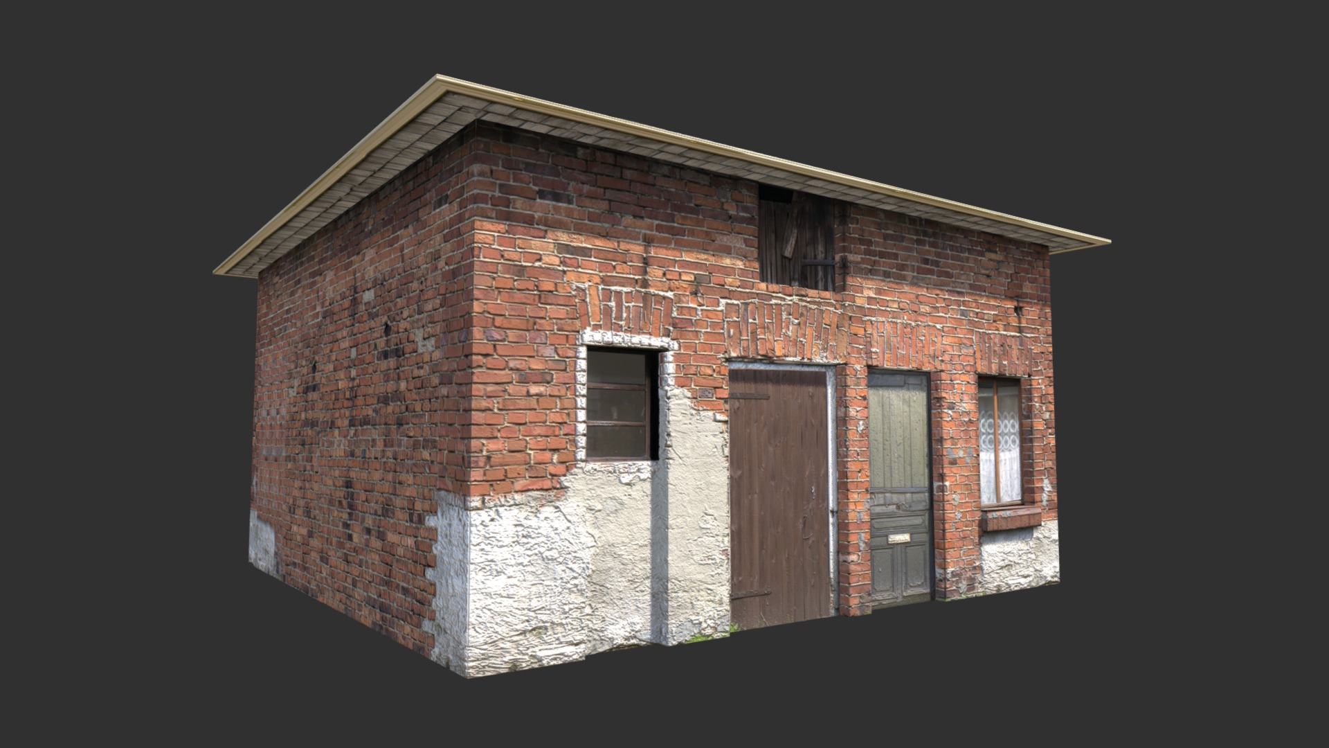 3D model Barn Low poly 3d Model - This is a 3D model of the Barn Low poly 3d Model. The 3D model is about a brick building with a door.