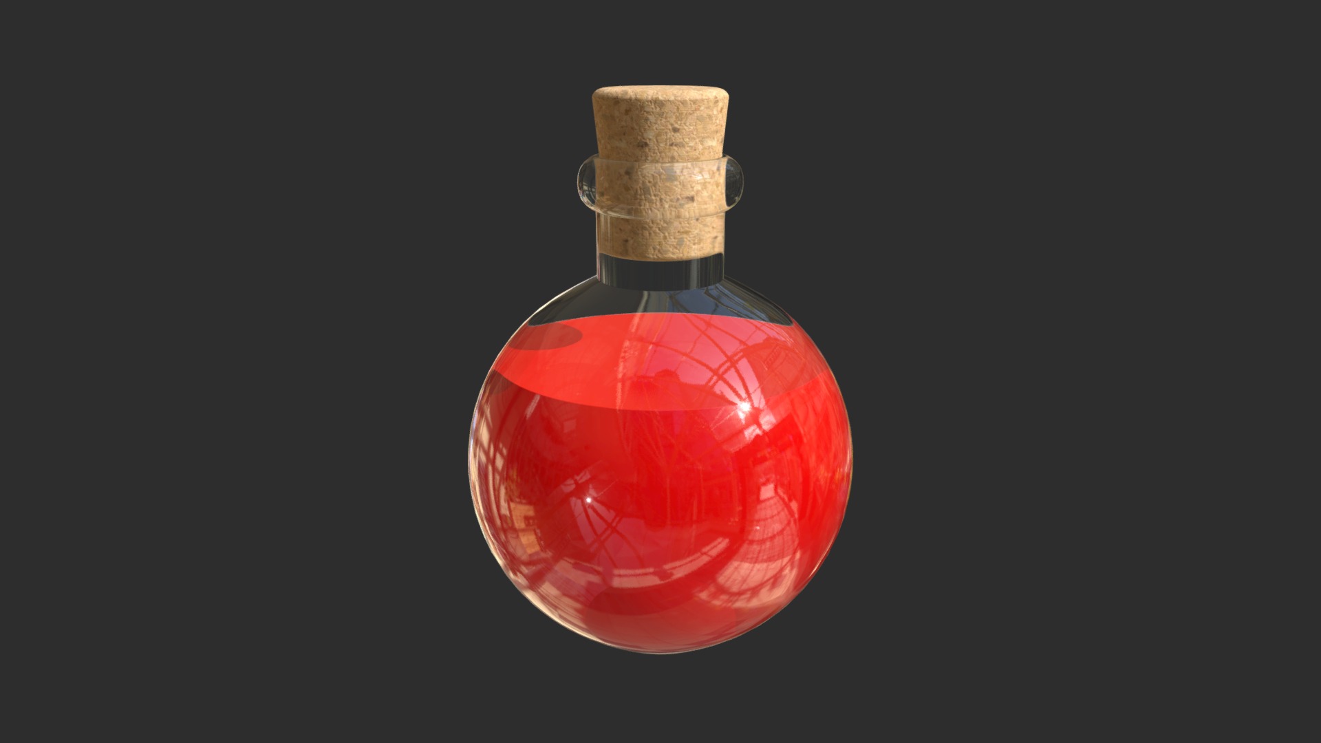 3D model Spherical potion flask - This is a 3D model of the Spherical potion flask. The 3D model is about a red light bulb.