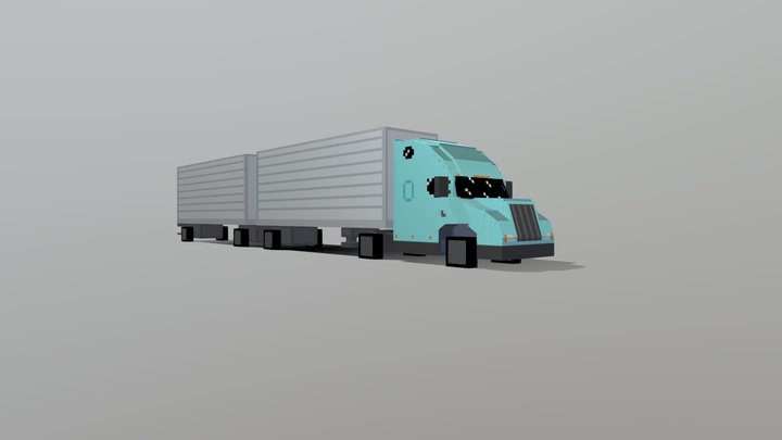 Double Trailer Semi Truck 3D Model