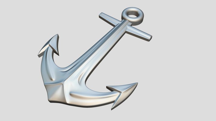 Sea anchor, bas-relief. 3D Model