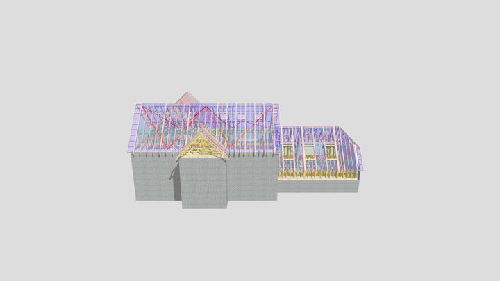 P12305C Roof Truss Plot 16 With Attic Garage 3D Model
