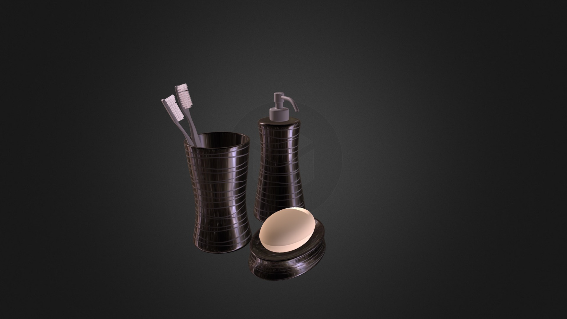 3D model Black Bathroom Fixtures - This is a 3D model of the Black Bathroom Fixtures. The 3D model is about a couple of brushes in a holder.