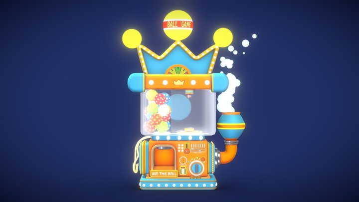 Stylized Arcade Ball Bouncing Game Machine 3D Model