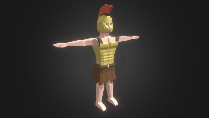 Lowpoly Greek Warrior 3D Model