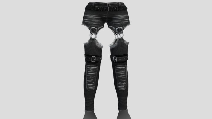 Black Torn Edge Punk Shorts And Legwarmers 3D Model