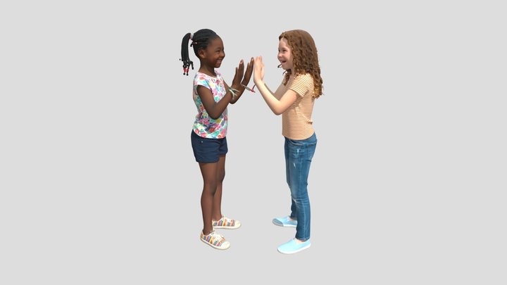 Two Friends High-Fiving – Kostenloses 3D-Modell STL