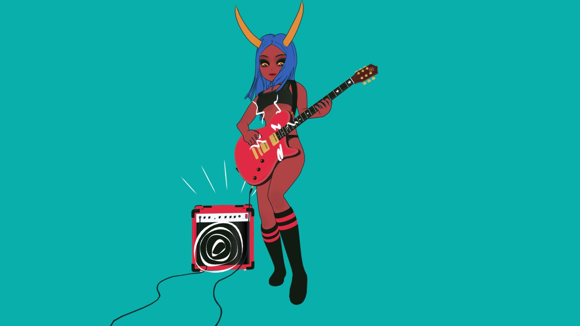 demon girl playing guitar - Download Free 3D model by Jesus aponza  (@Jesusaponza) [06261f6]