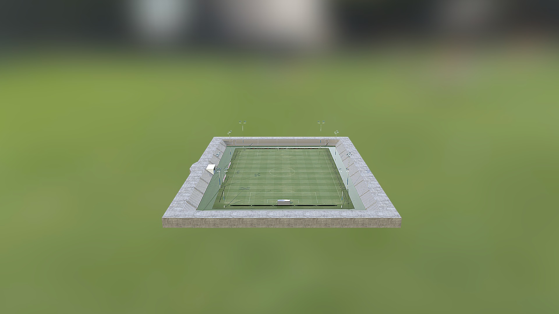 3D model Soccer Stadium - This is a 3D model of the Soccer Stadium. The 3D model is about a computer chip on a green surface.