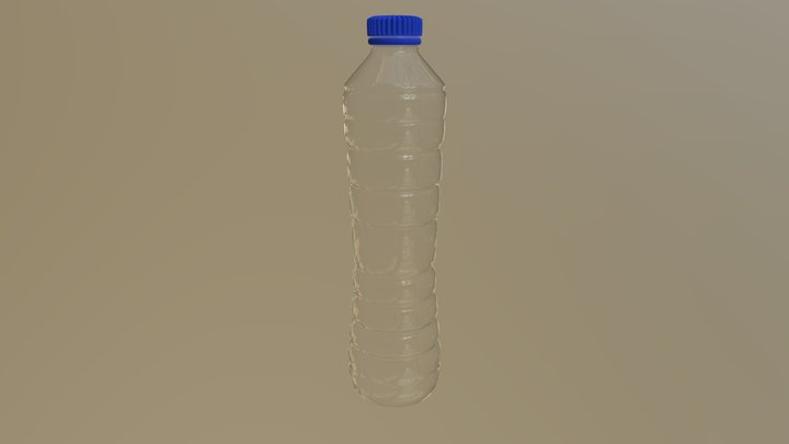 Transparent Plastic Water Bottle with Blue Cap