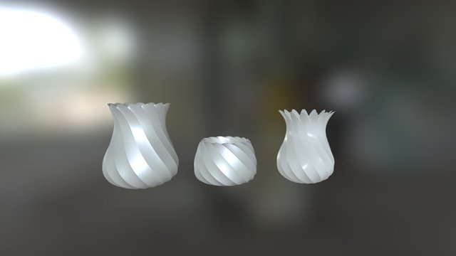 spiral vases and tea-light holder 3D Model