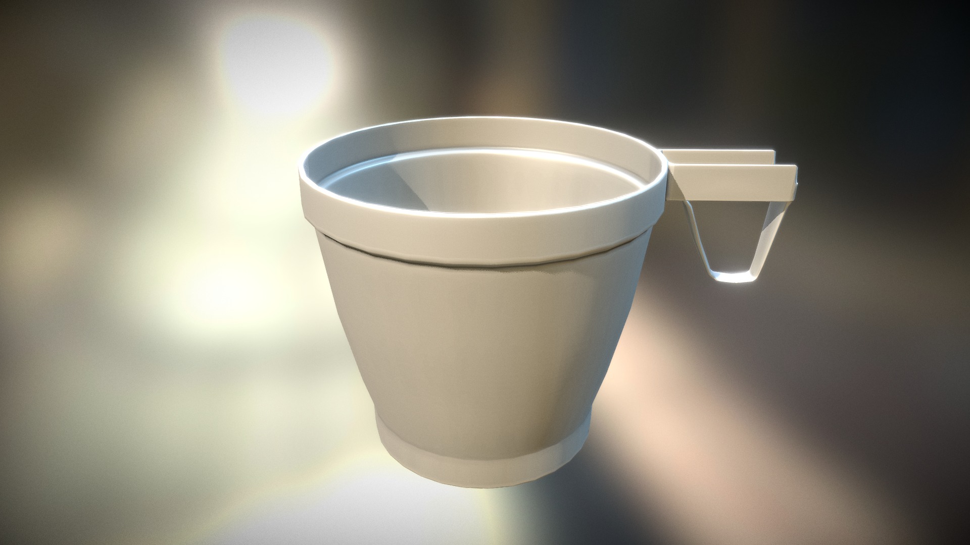 3D model Plastic Cup 2 Low-Poly Version - This is a 3D model of the Plastic Cup 2 Low-Poly Version. The 3D model is about a white cup with a handle.