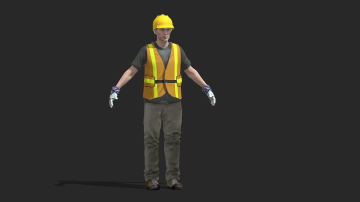 Construction Worker Low Poly 3D Model